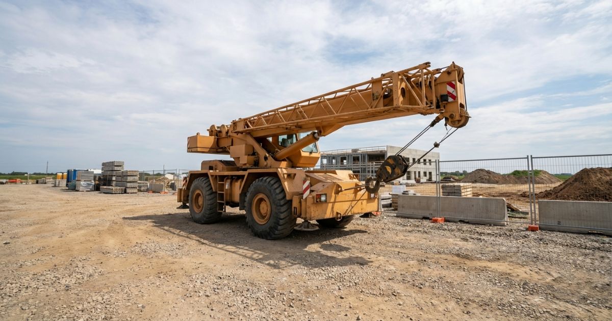 ラフテレーンクレーンの現場内作業イメージと車体の存在感