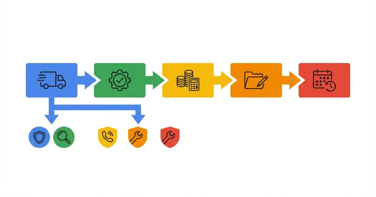 3ヶ月点検の判断フローを整理した文字なし図解