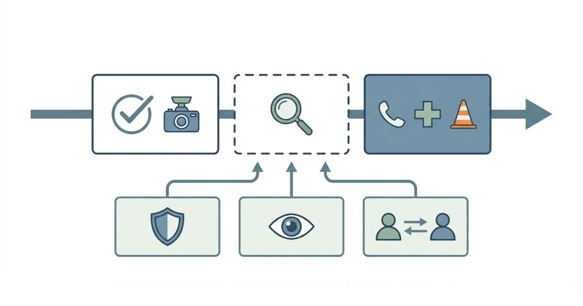 事実・確認事項・対応を時系列で整理する事故報告書の判断軸図解