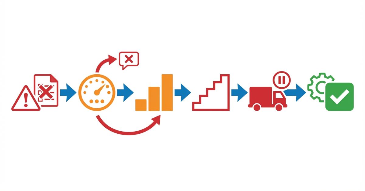 違反から点数累積を経て処分段階と事業影響へ至る判断ルートの図解