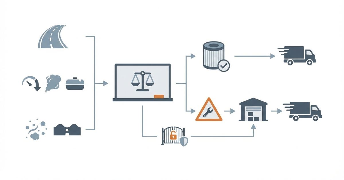 距離目安と目詰まり症状と運用環境で交換判断する文字なし図解