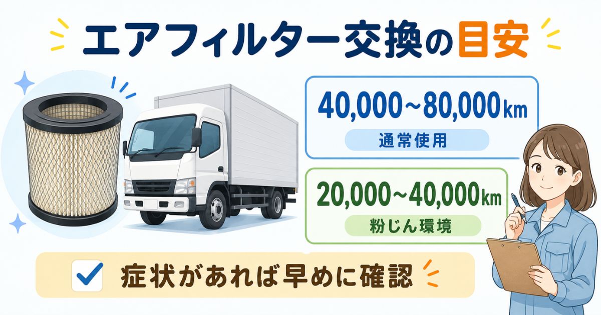 トラックのエアフィルター交換目安を距離と症状で判断するアイキャッチ画像