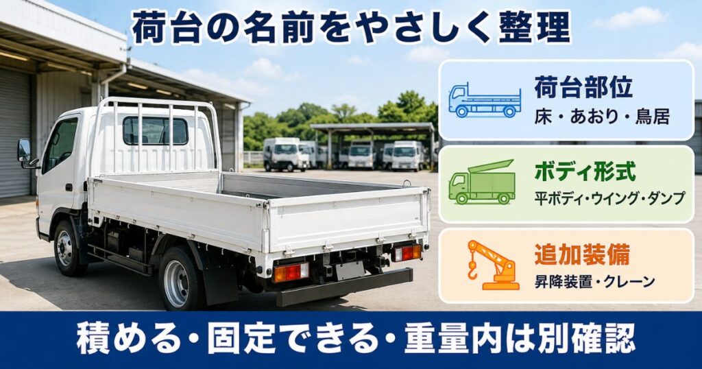 トラック荷台の部位名称がわかる|あおり・鳥居・床フックを整理 | ユニック車・2tトラック情報メディア
