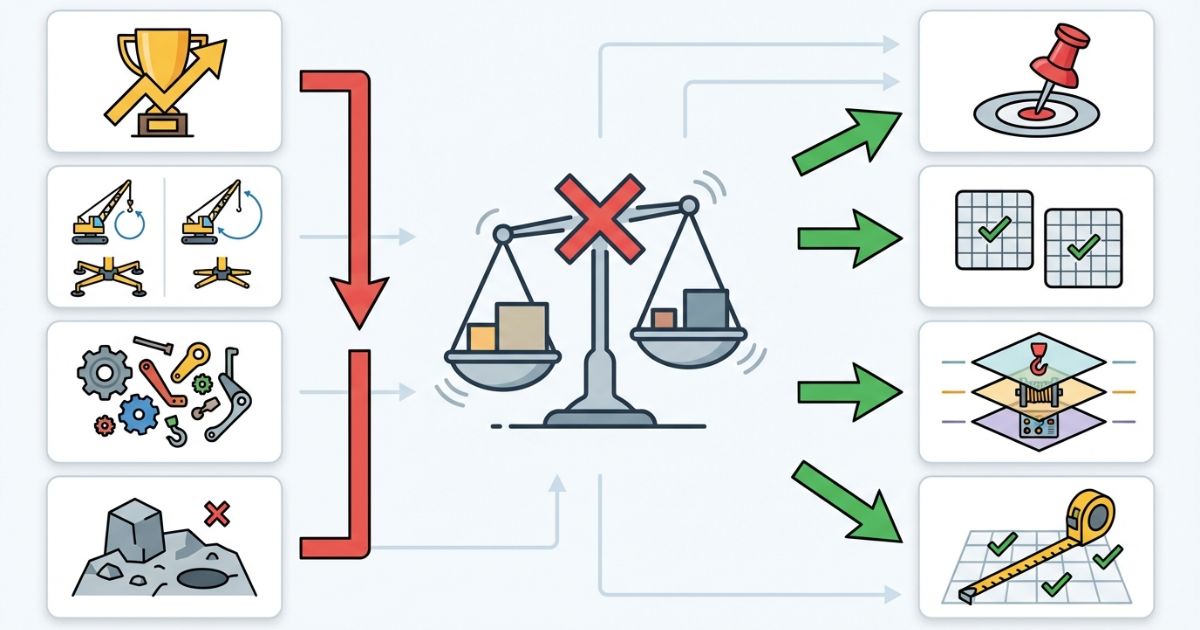 最大値だけ比較するなどの失敗パターンと回避の流れを整理した文字なし図解