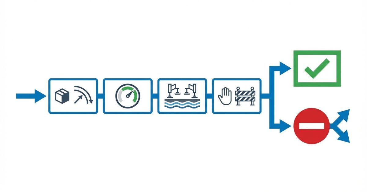 架設作業の可否を決める判断軸が一目で分かる文字なし図解