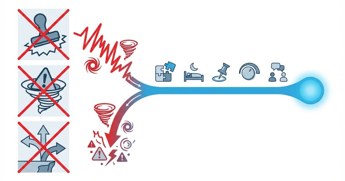 予言化や結論急ぎを避け安全に整理する分岐フローの図解