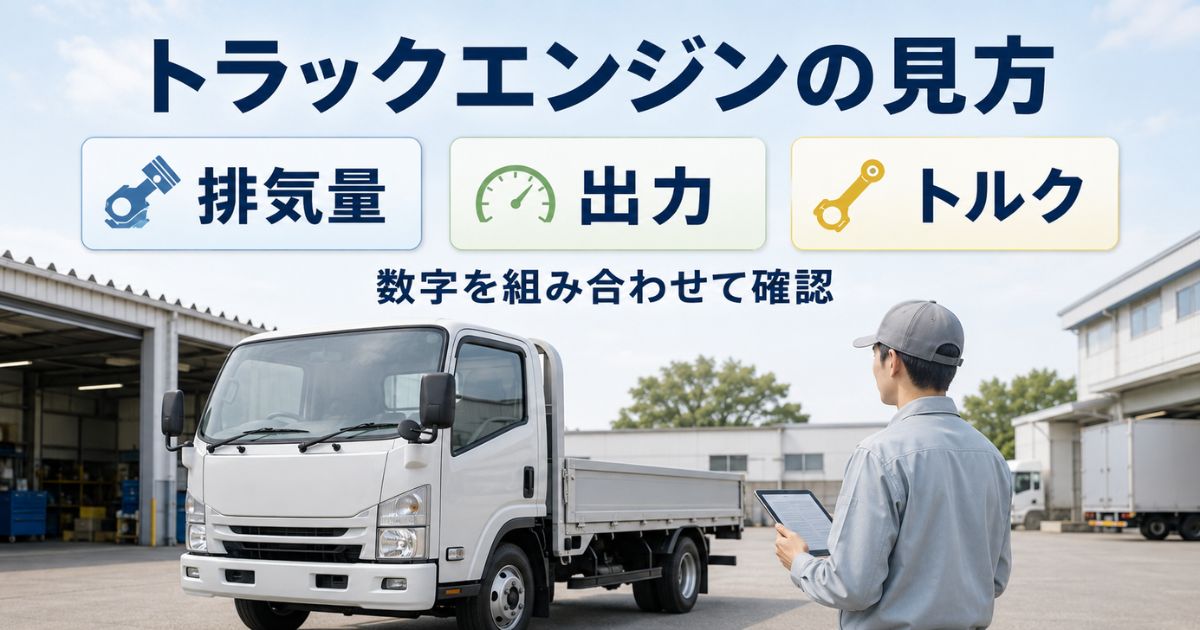 トラックのエンジンを排気量・出力・トルクの3項目で確認する考え方