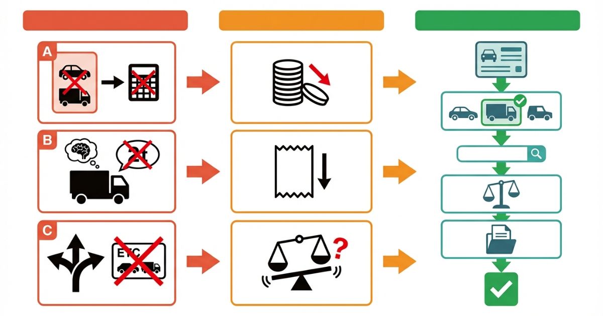 普通車感覚の見積もりなどの失敗リスクと回避手順を示す図解