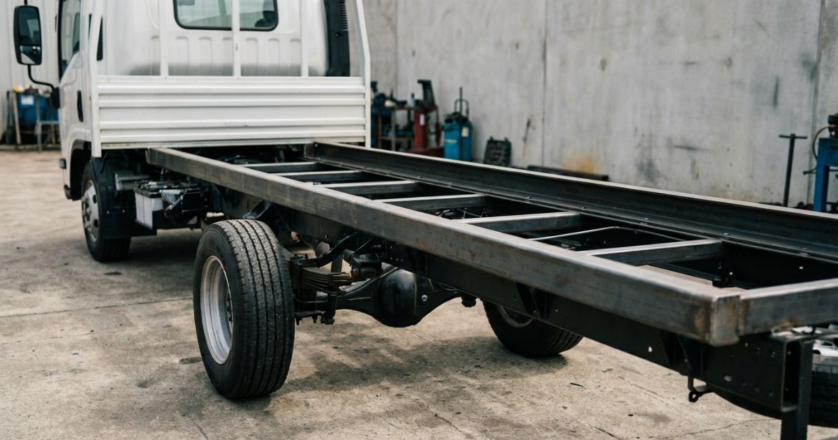 小型トラックのフレーム構造が分かるシャーシの実写風イメージ