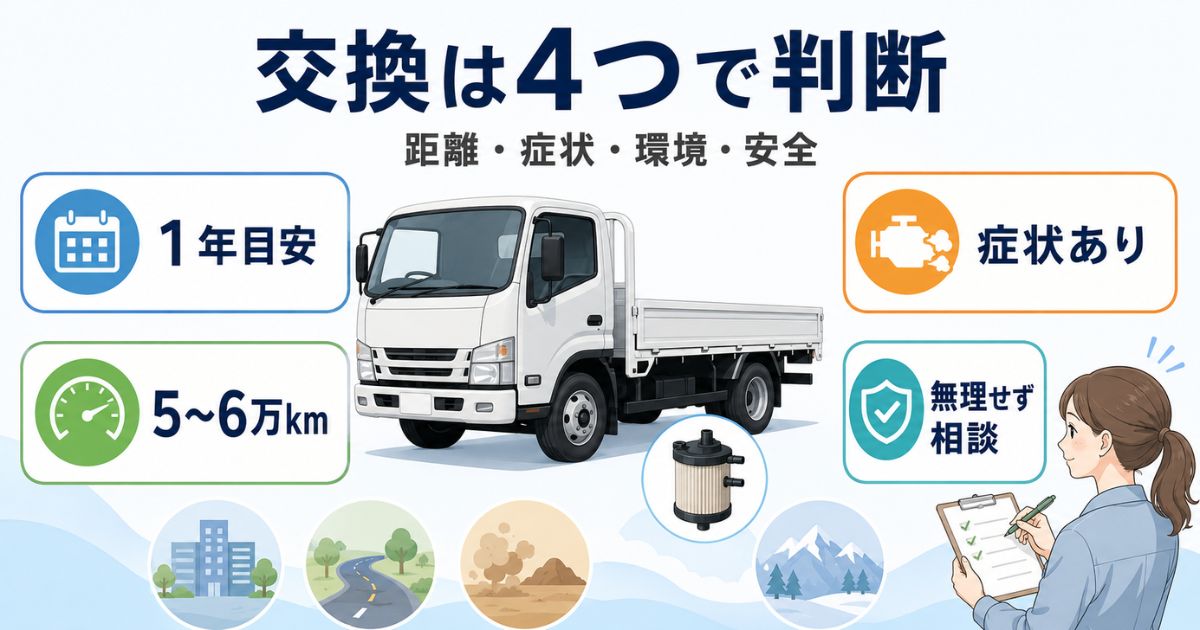 燃料フィルター交換を距離と症状と使用環境と安全性で判断する図解