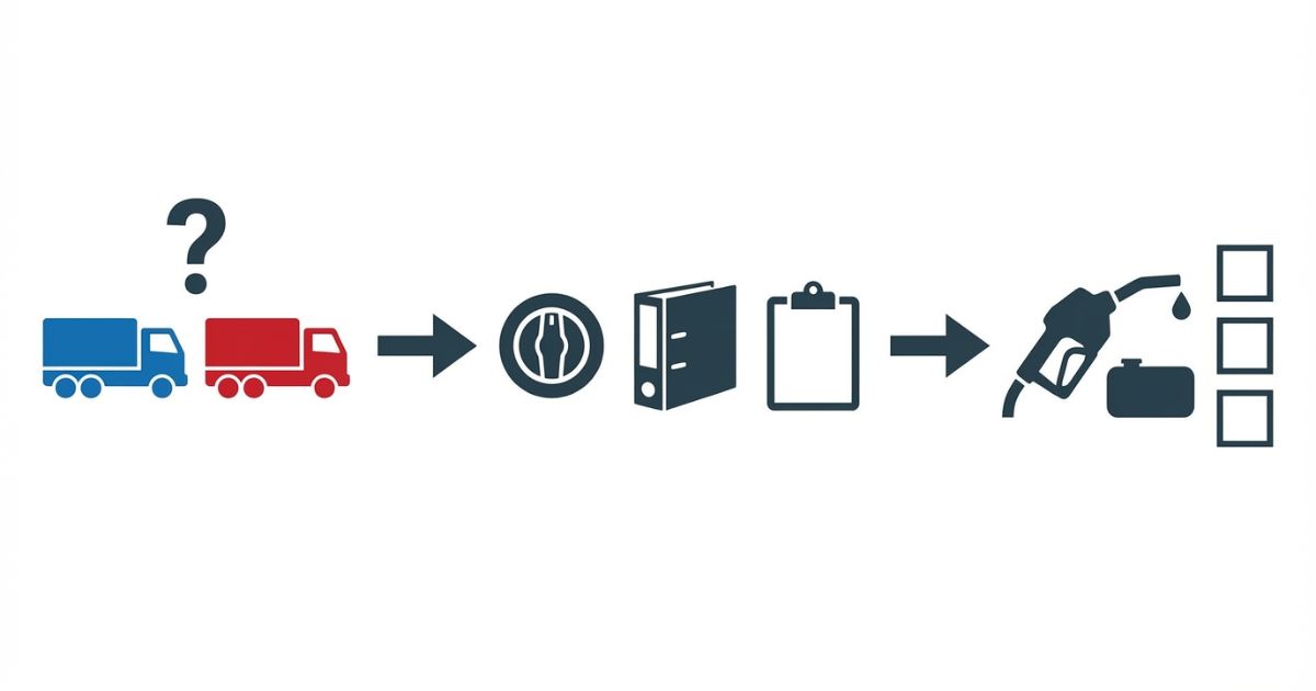 燃料互換性なしを前提に仕様確認→給油→記録でミスを防ぐ判断軸の図解