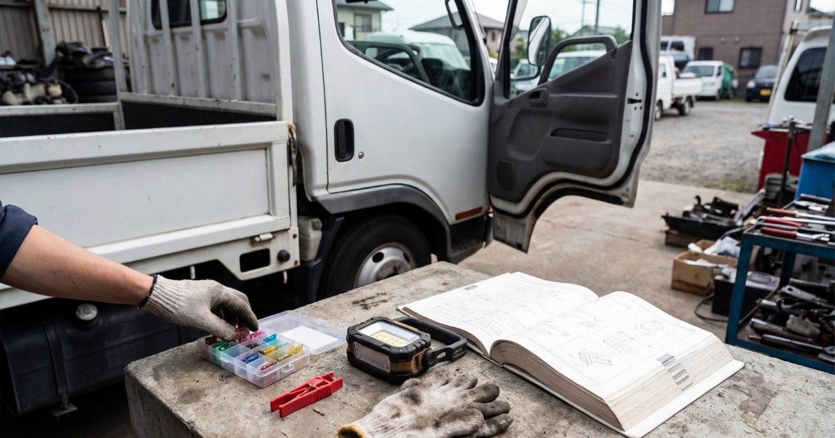 予備ヒューズやヒューズプラーなど現場備品をまとめた実務写真