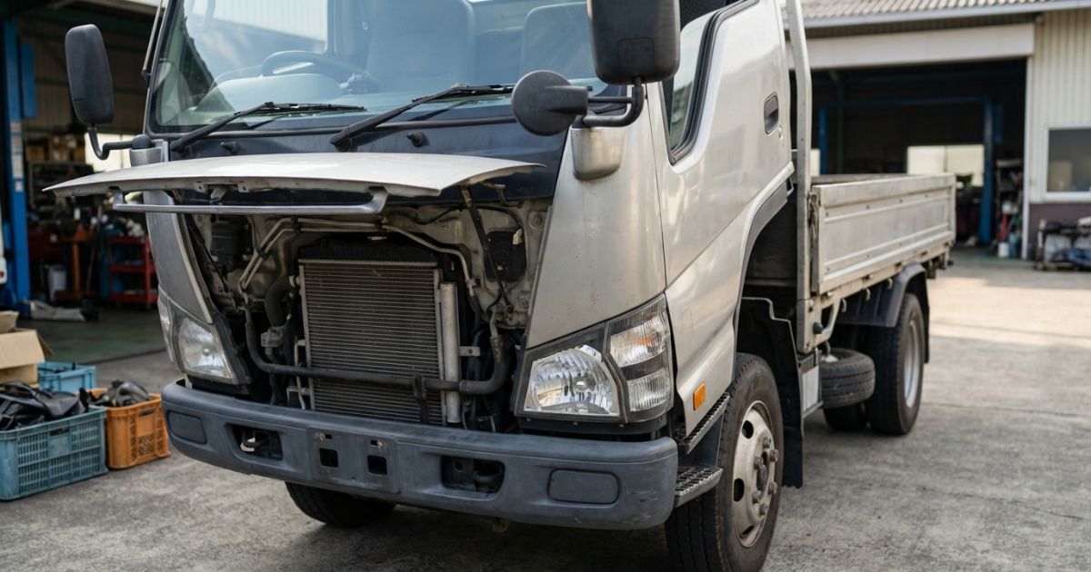 トラックのフロント周辺にラジエーターの存在感が伝わる実写風イメージ