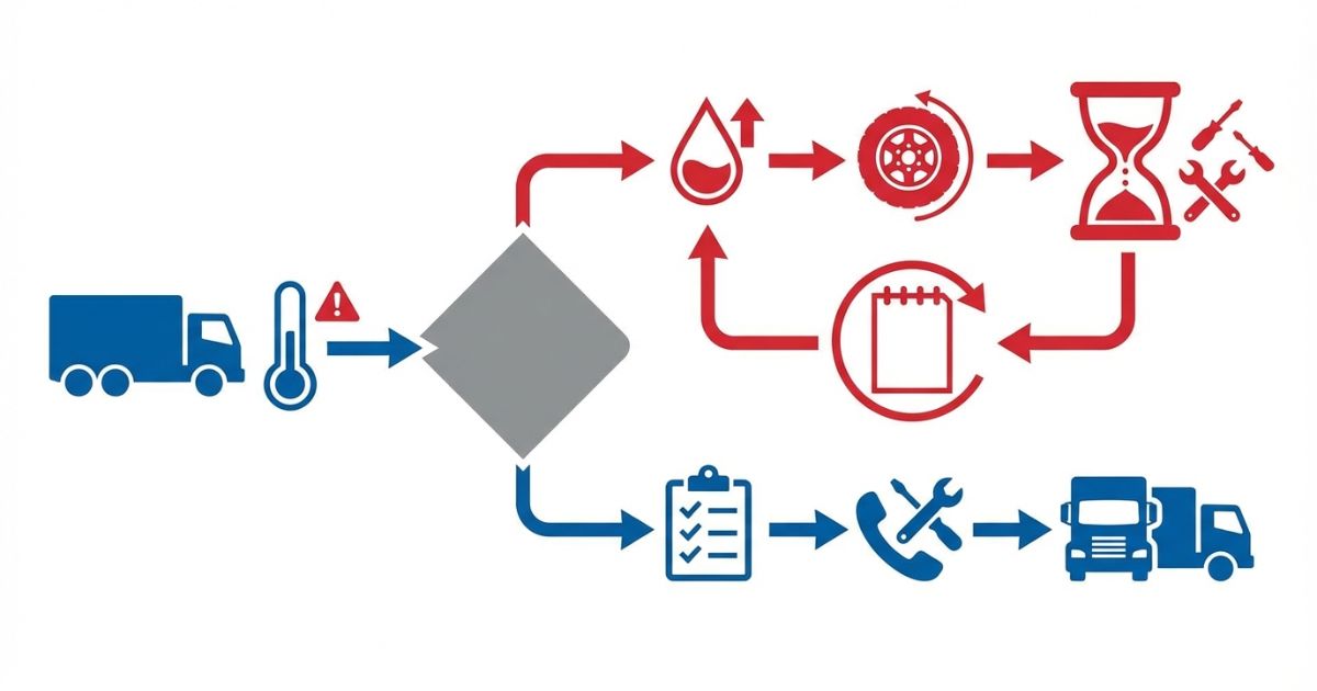 応急で走り続ける失敗分岐と回避ルートを示す文字なし図解