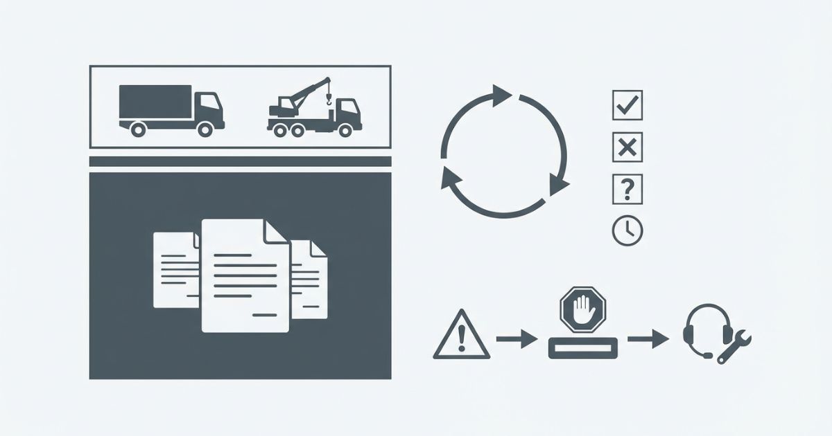車検は保安基準適合で決まり重点5項目と自己点検と工場対応の線引きを示す文字なし図解