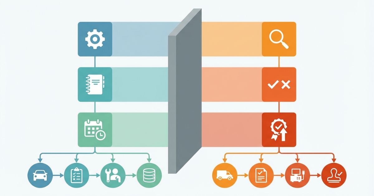 法定点検と車検を別管理で整理した判断軸の図解