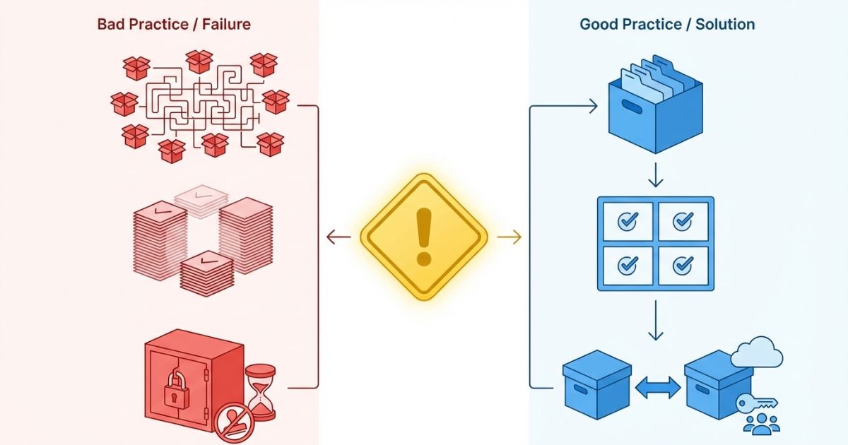 荷台と混同するなど打合せの誤解による手戻りリスクと回避策を示す文字なし図解