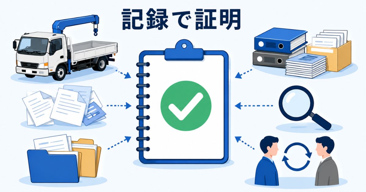 整備記録簿を証明力で設計する考え方を示す図解