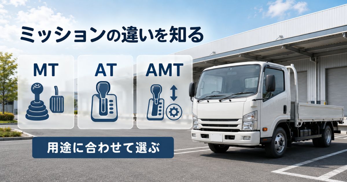 MT・AT・AMTの3方式を比較し、用途に合わせてトラックのミッションを選ぶことを示す