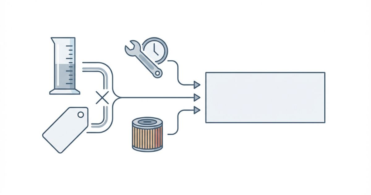 費用を容量と単価・工賃・フィルター代に分解して判断する文字なし図解