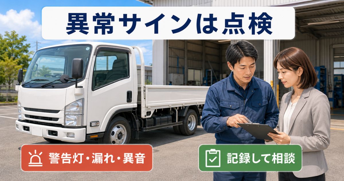 警告灯やオイル漏れや異音がある場合に記録して整備工場へ相談する点検相談画像