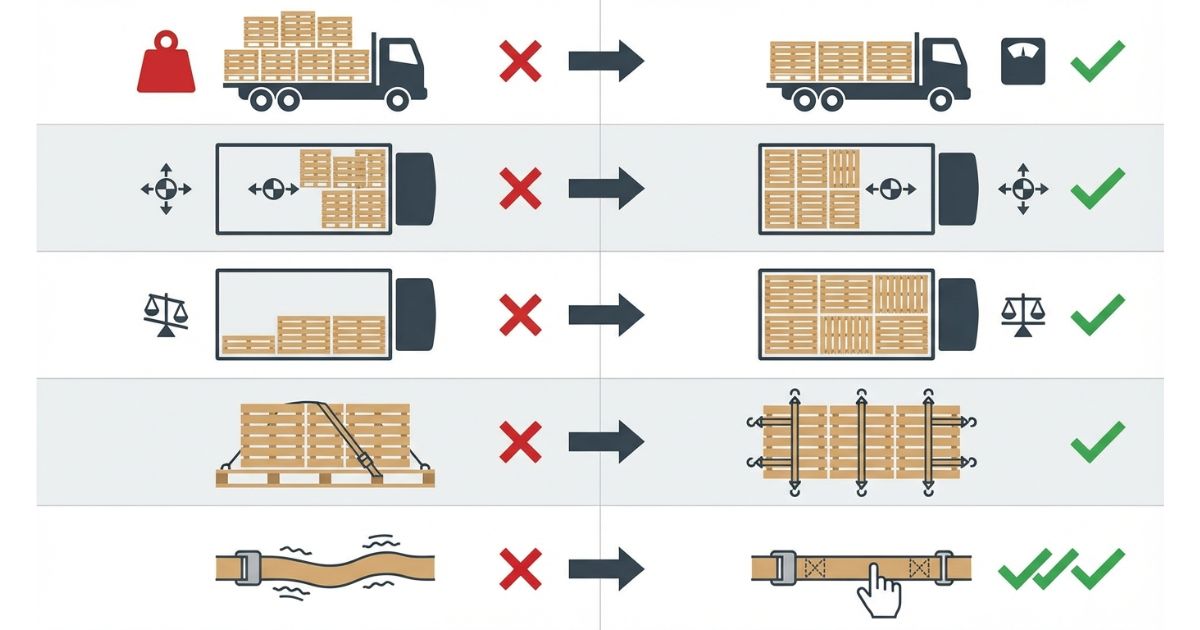 枚数だけで判断や後ろ寄り片寄り固定不足などの失敗例と回避策を比較した図解
