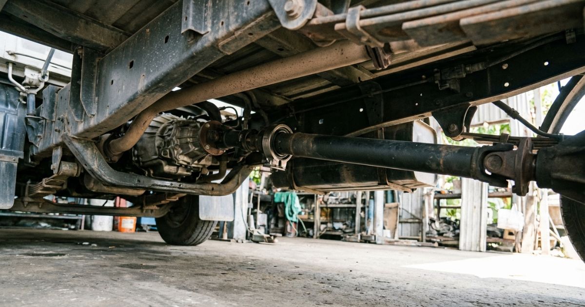 トラック下回りのプロペラシャフト位置が分かる写真風イメージ