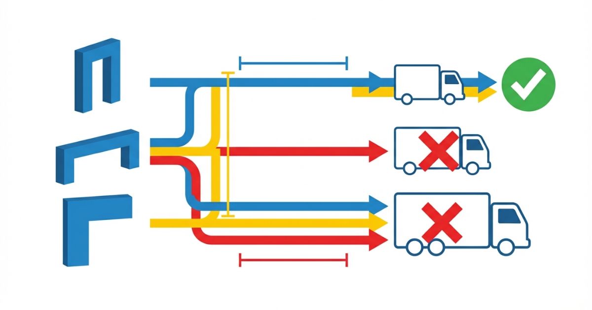 全長・全幅・全高を現場条件と照合して選ぶ判断軸を示す図解