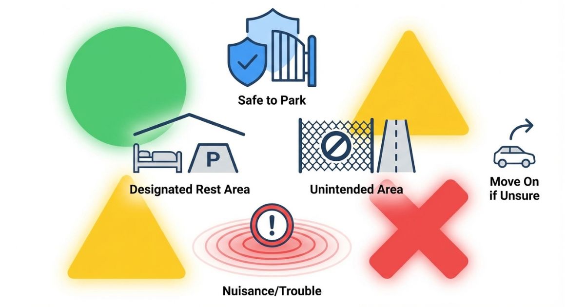 仮眠してよい場所と避けるべき場所を判断軸で整理する図解