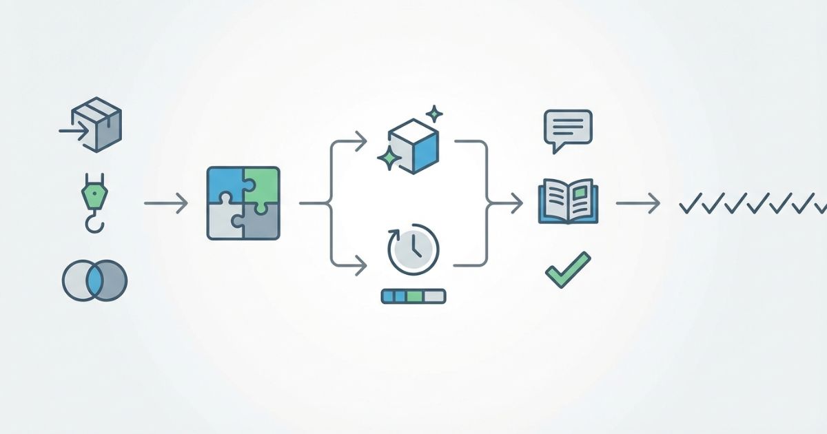 用途区分から耐用年数と減価償却の処理手順へつなぐ判断軸を示す文字なし図解