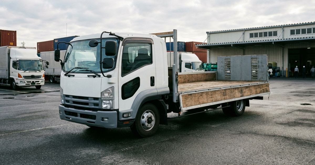 トラックの全体像を斜め前方から撮影した写真風イメージ