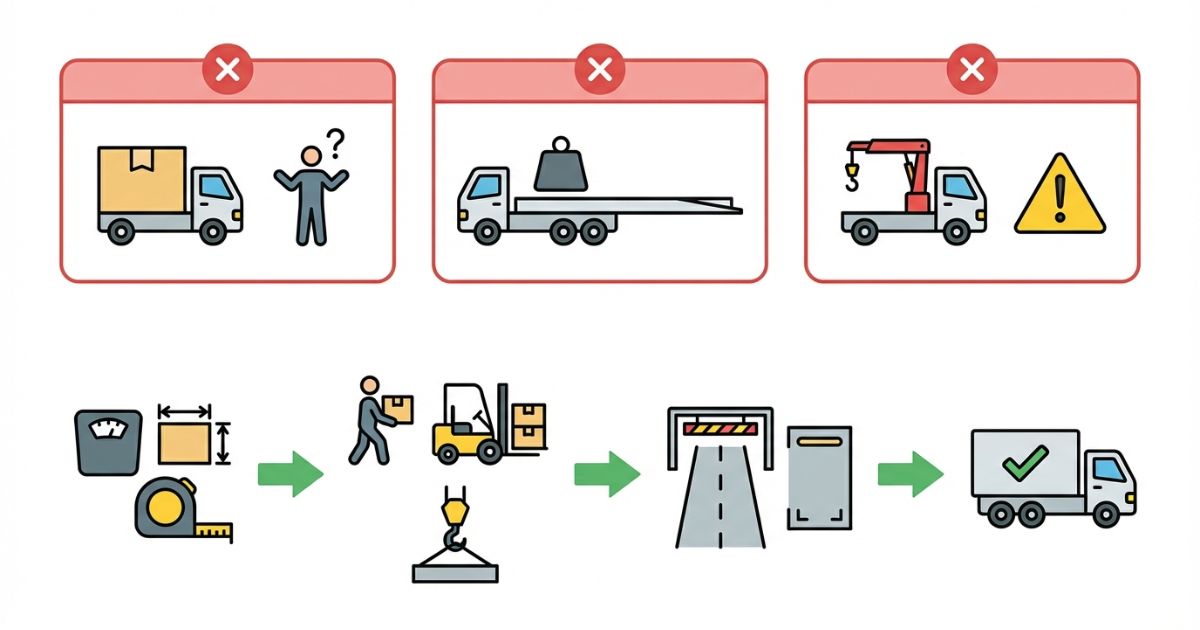 トラック手配で起きやすい失敗例と回避の順番を示す図解