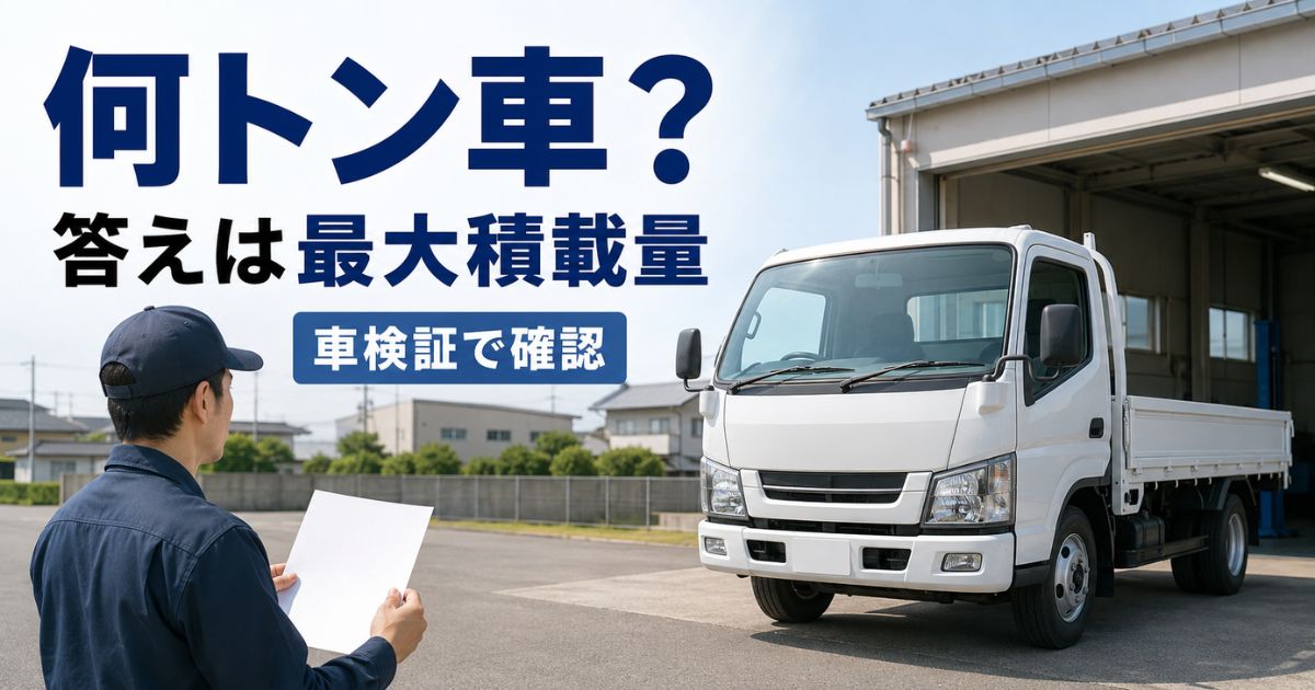 車検証を確認しながら最大積載量からトラックが何トン車か判断する様子