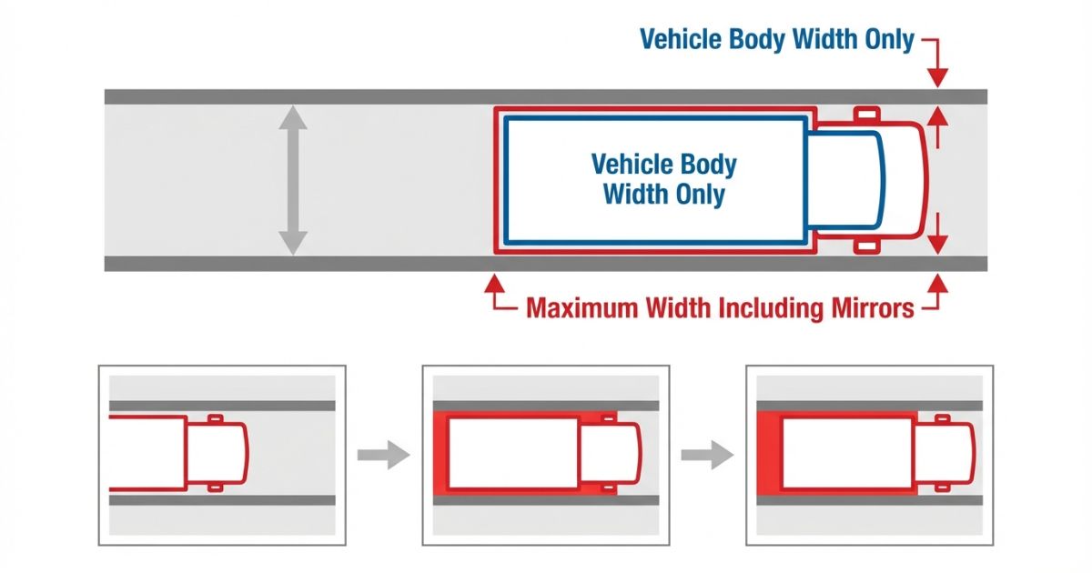 有効幅と車両の実質横幅を照合して進入可否を判断する考え方を示す図解