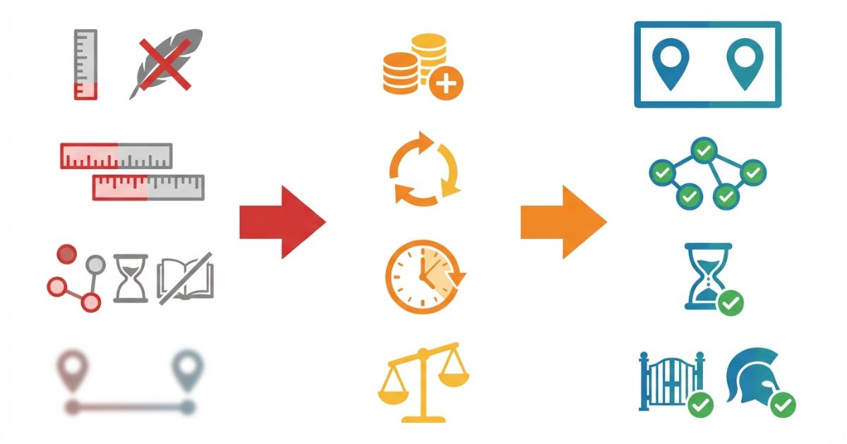 横持ちで起きやすい認識ズレの失敗例とリスク回避を示す文字なし図解