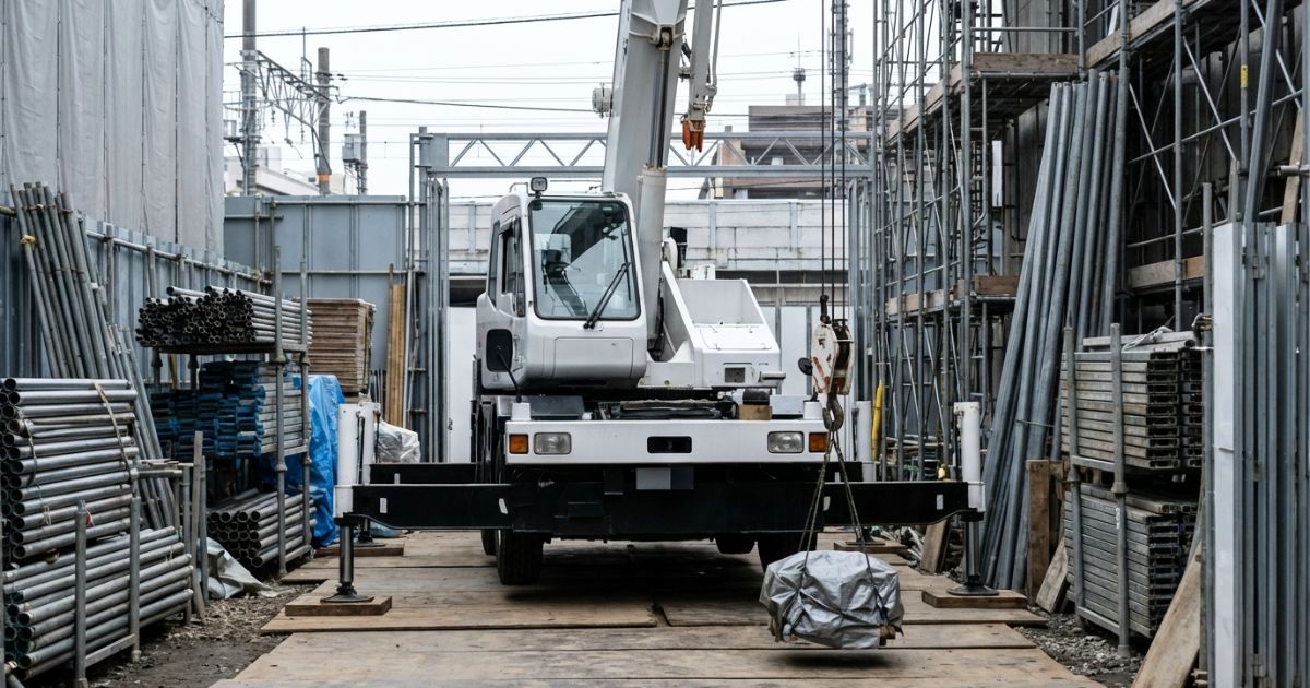 トラッククレーン作業で確認抜けが起きやすい現場の雰囲気を伝える写真