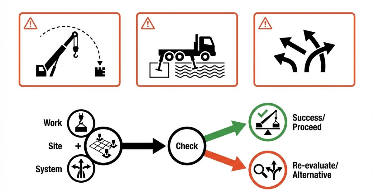 能力見立てミスや設置条件不足などレンタルの失敗リスクと回避分岐の図解