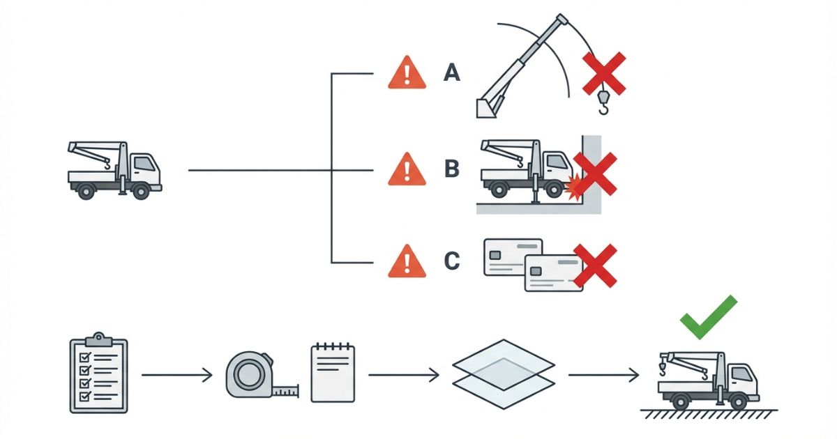 小型選定で起きやすい失敗パターンと回避手順の分岐を示す図解